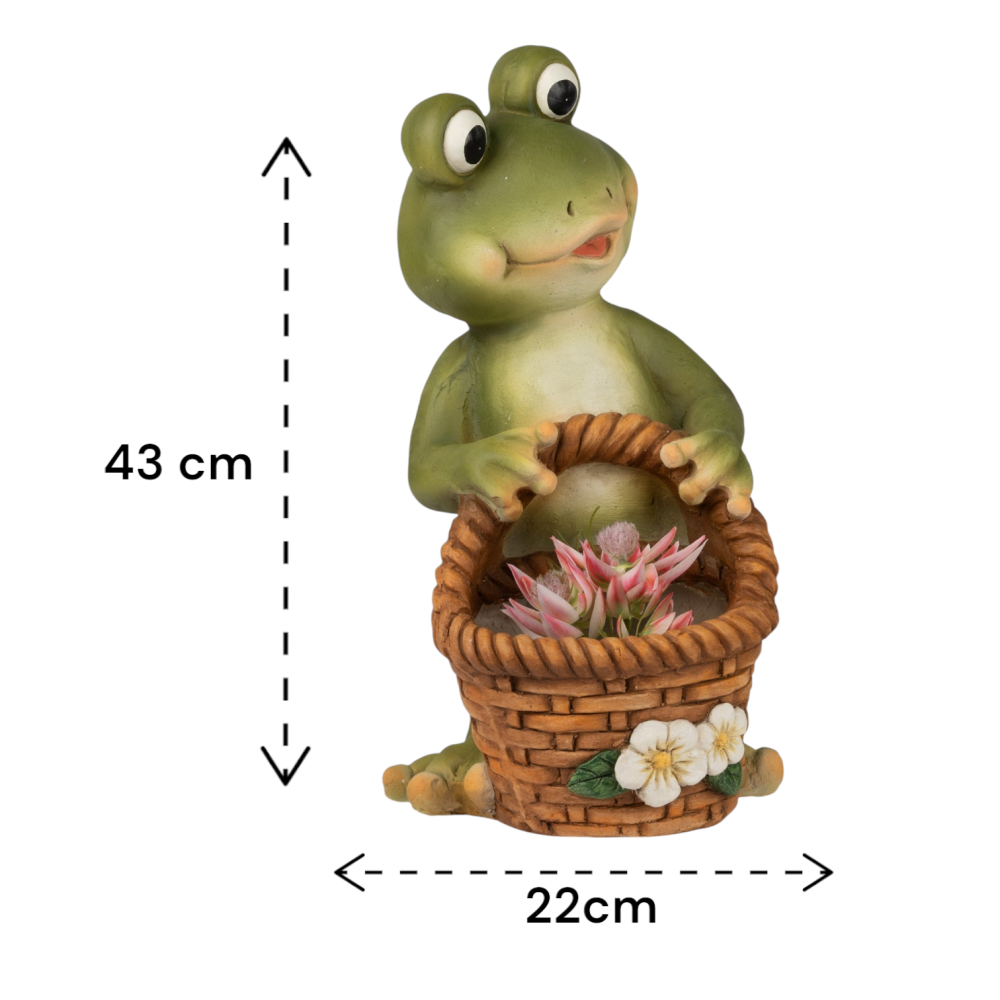 Frosch mit Korb in der Hand 43 cm - Charmante Frühlingsdeko